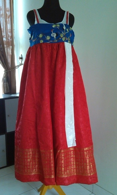 jual hanbok chima satin merah sablon emas remaja caza jual hanbok chima satin merah sablon emas remaja caza