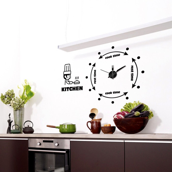 Jual Wall Sticker Dapur Plus Jam Outlet Kado Tokopedia Wall Sticker Dapur Plus Jam