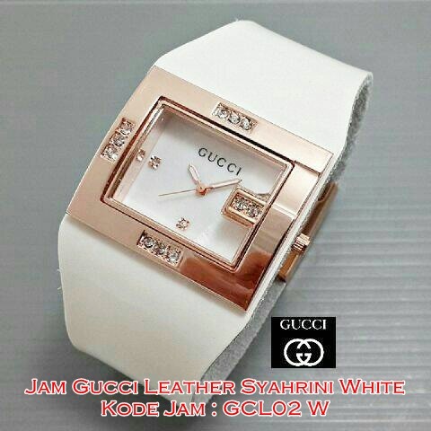 GCL02 W Jam Tangan Wanita Gucci Leather Syahrini Black Kulit GCL02W