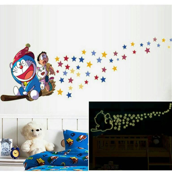 jual wall sticker 60x90 glow in the dark-abq9623-doraemon glow - dki