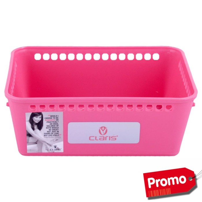 CLARIS Kotak penyimpanan Bentuk Nampan Pink MESH Kecil
