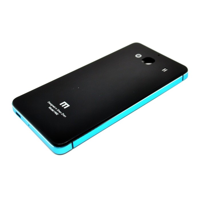 Aluminium Tempered Glass Hard Case for Xiaomi Redmi 2 - Black/Blue