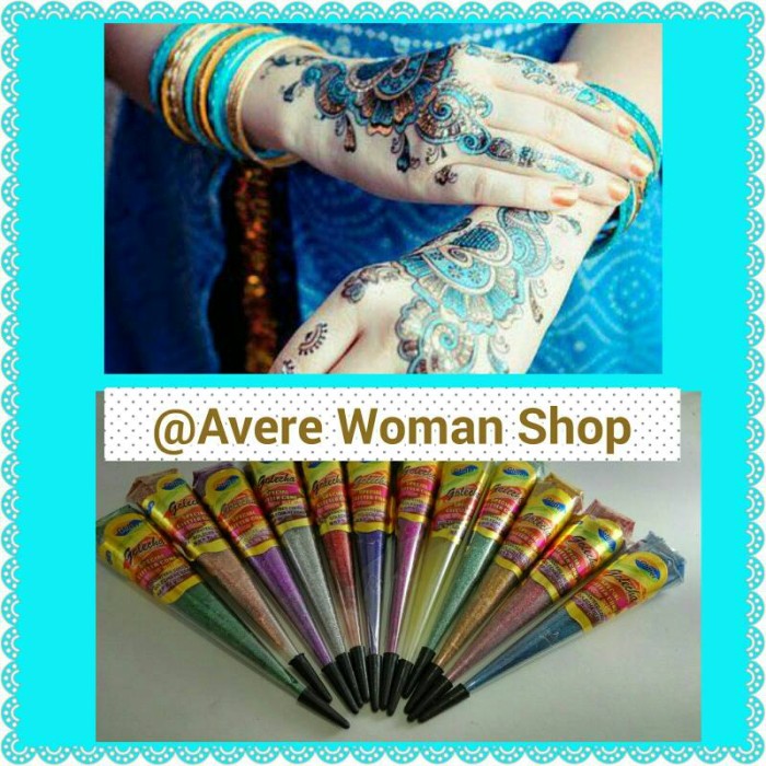 Henna Golecha Gliter/Henna Gliter warna warni murah import