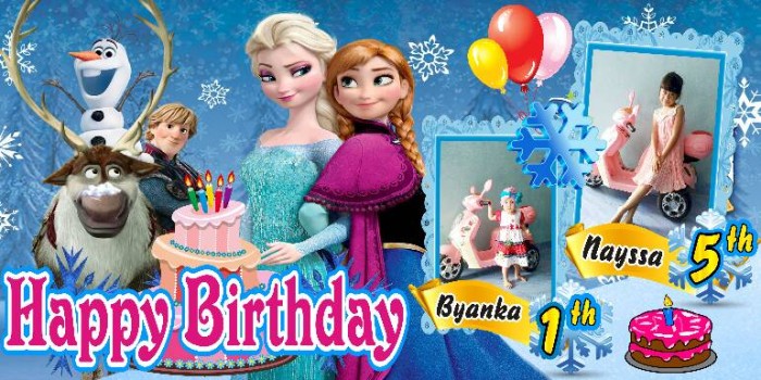 Banner Ulang Tahun Tema Frozen - gambar spanduk