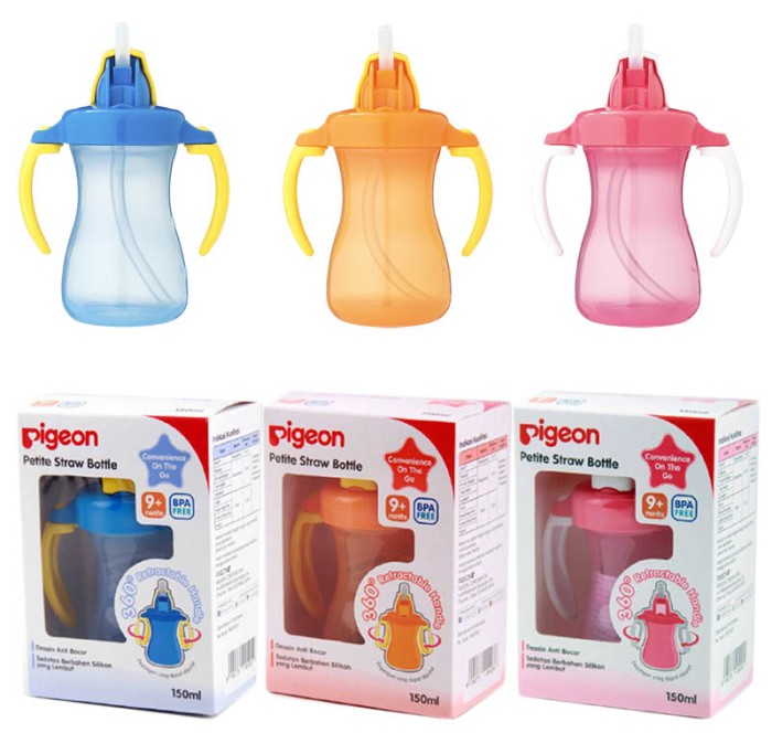 Pigeon Petite Straw Bottle 150 ML ( PINK BIRU ORANGE )