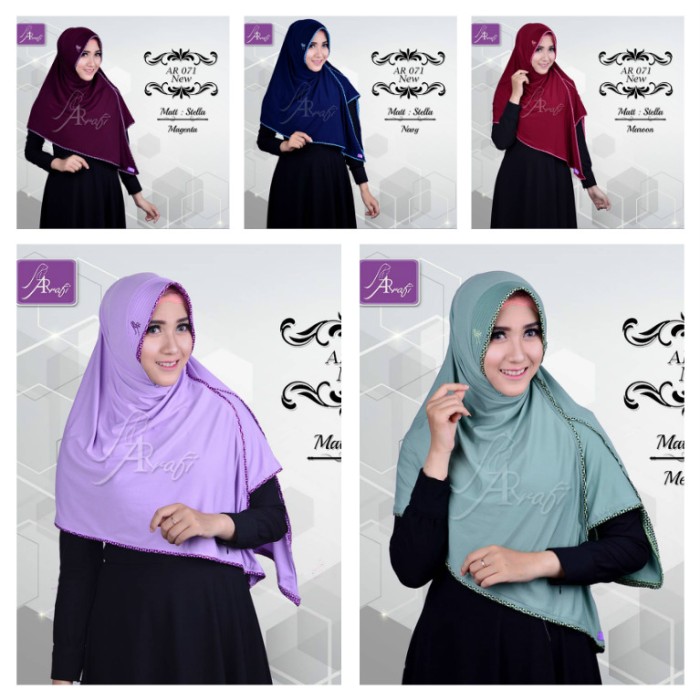 Jilbab instan Arrafi AR71N (Hitam) Bergo Belah Veena Hijab Kerudung