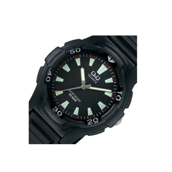 QQ QP5507P Jam Tangan Pria Hitam Karet .