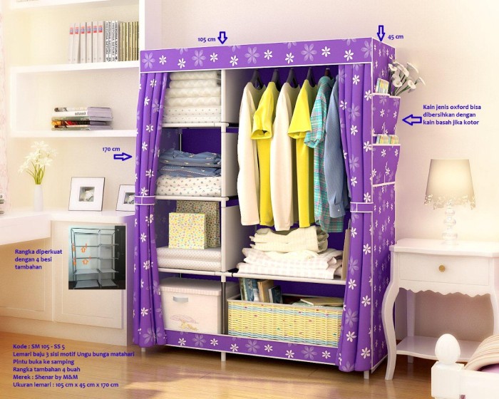 lemari 3 sisi ukuran 105cm x 45cm x 170cm bukasamping SHENAR by smile