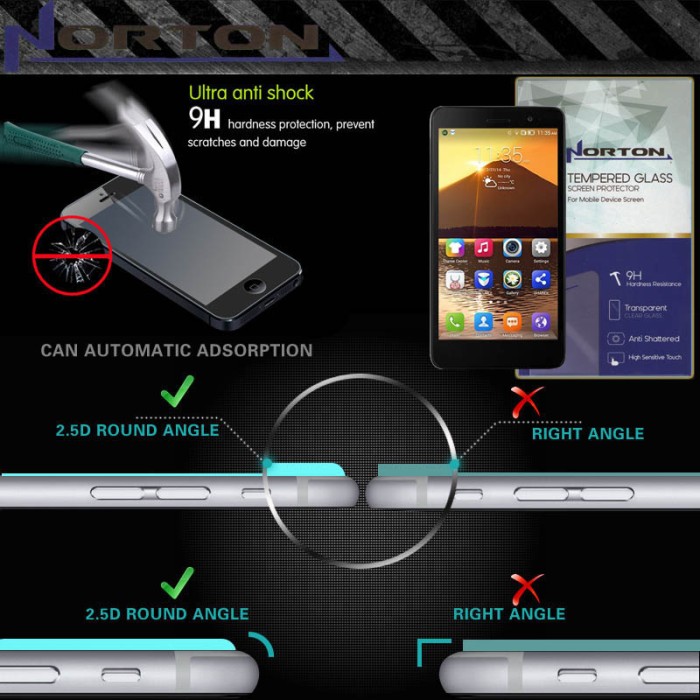 Norton Tempered Glass Lenovo S860 Anti Gores Kaca 9H Ketebalan 0.3mm