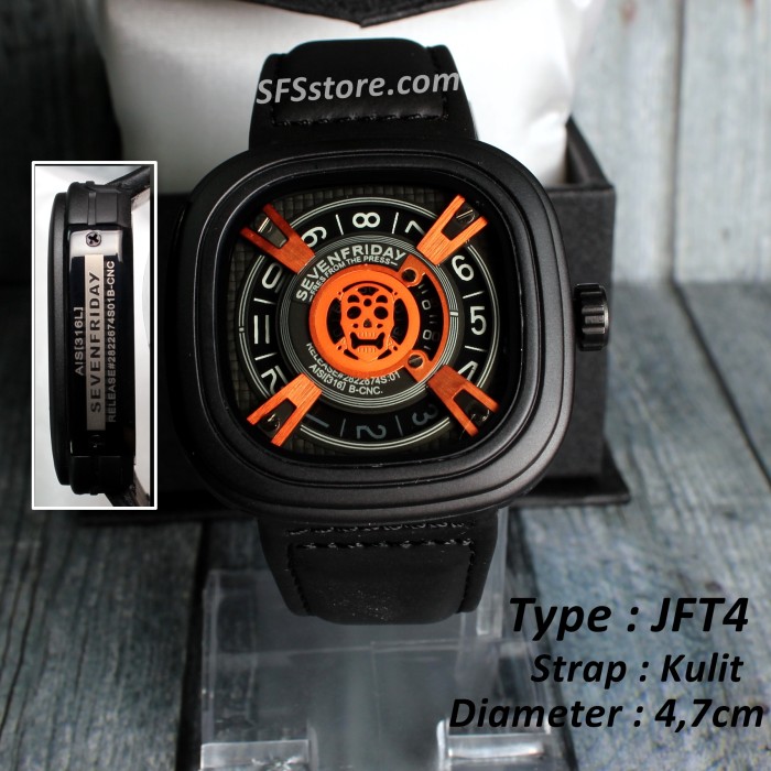 Jam Tangan Seven Friday Grade Original pria Kulit , Orange *JFT4