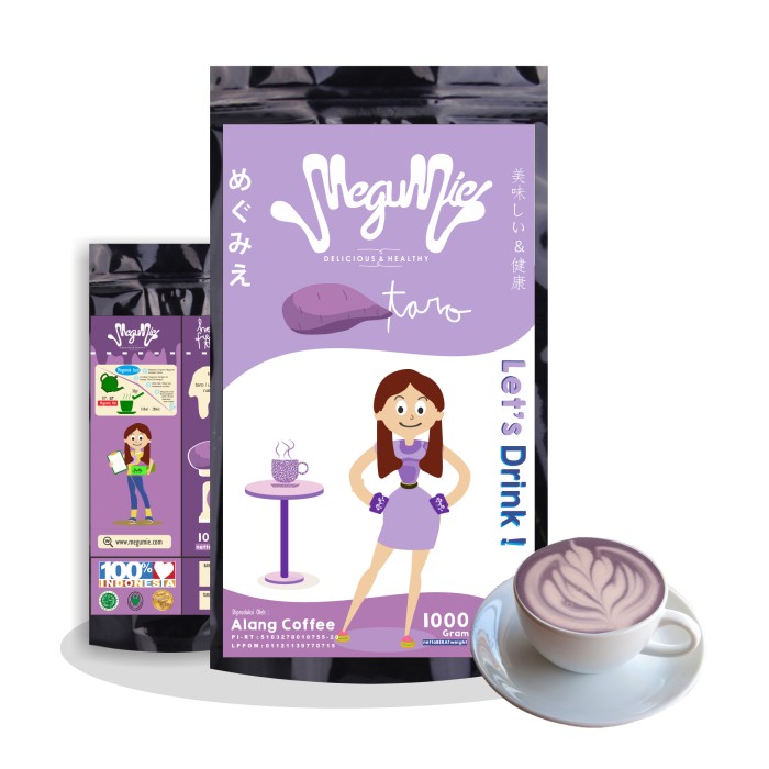 1000gr MEGUMIE Taro Latte Powder - Bubuk Minuman Ubi Ungu Talas Serbuk