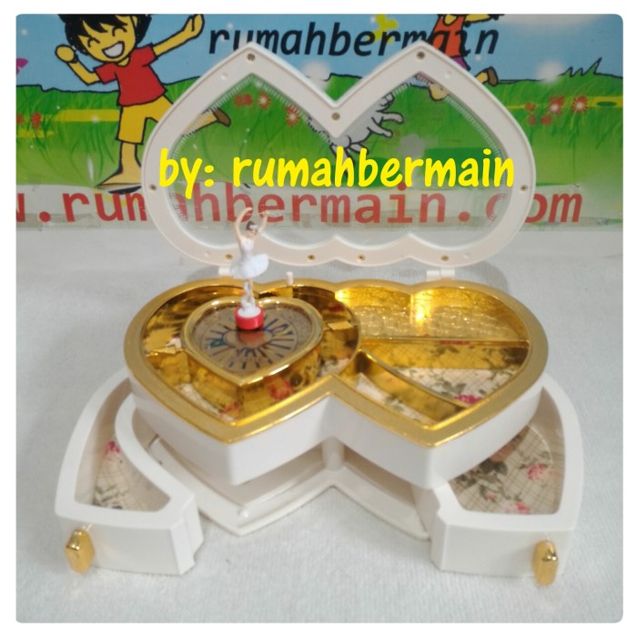 Kotak Musik Cantik Double Love Ballerina Putih Music Box Pajangan Kado