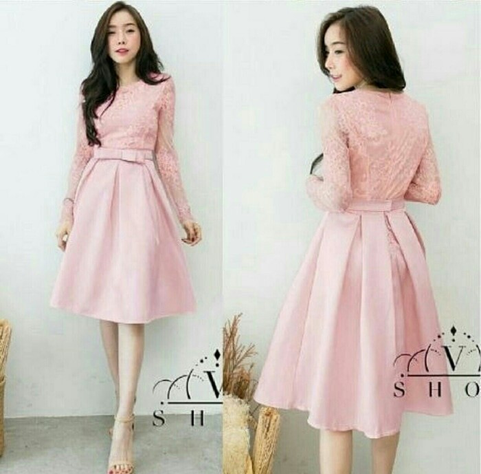 Jual dress pendek brukat / mini dress pink broka   t sweet