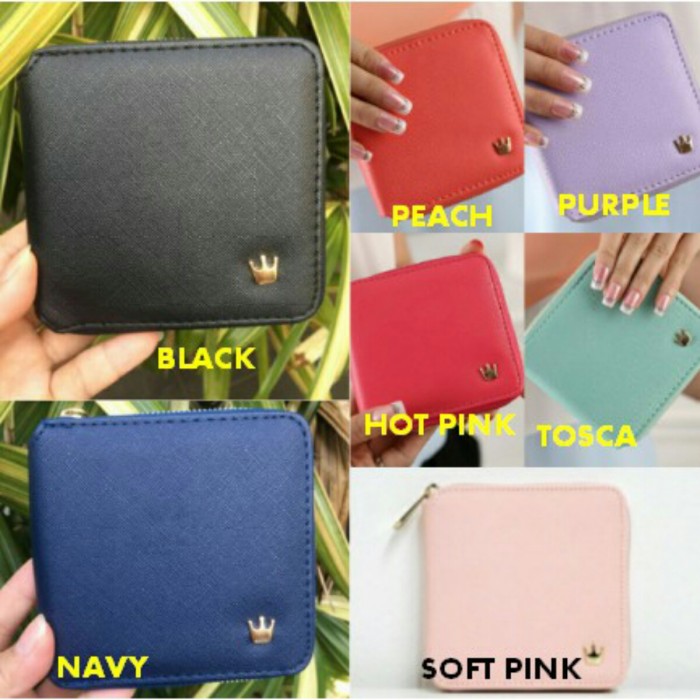 Dompet wanita import crown zipper wallet kecil fashion korea imut lucu