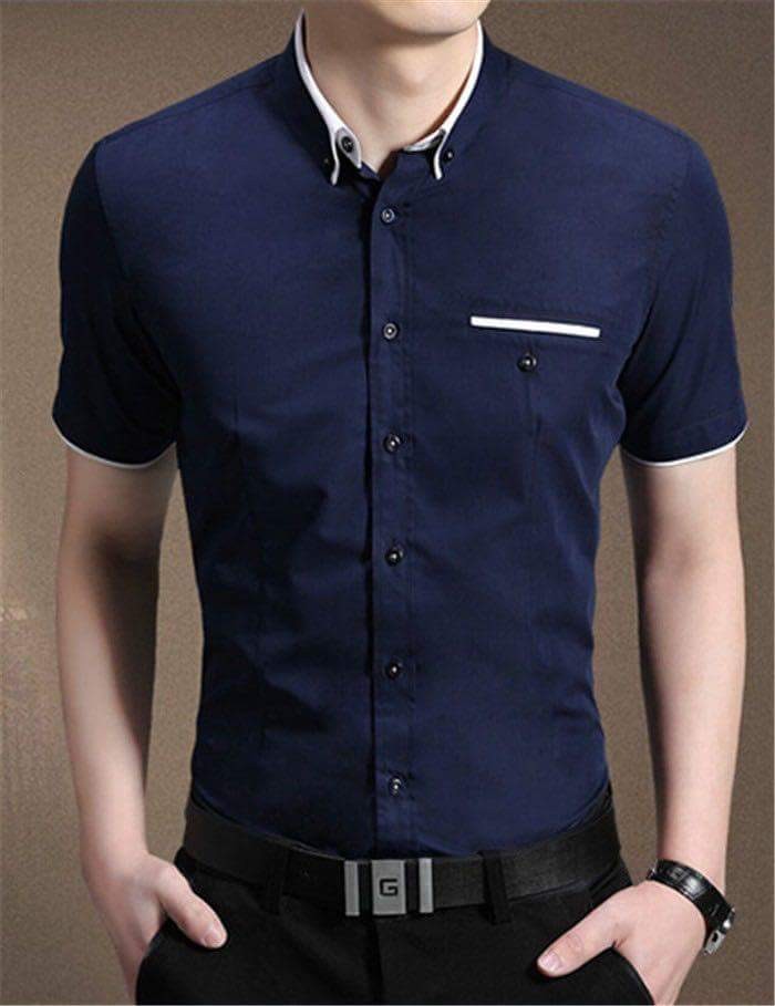 Kemeja Pria Lengan Pendek Winston Dark Blue Baju Formal Slimfit