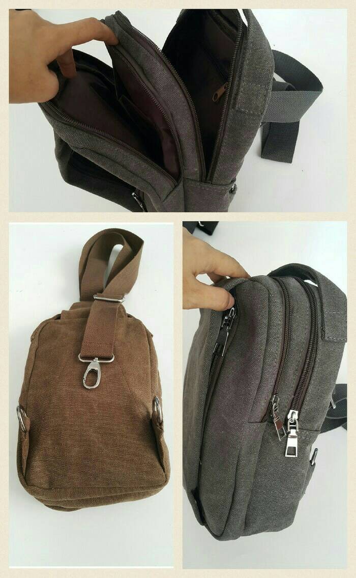 Jual Tas Import Pria Wanita Selempang Kanvas Sling Bag Keren