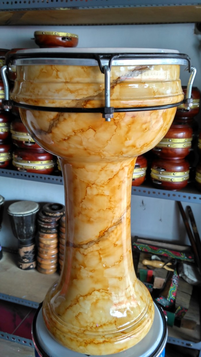 Alat Musik Calti / Darbuka / Dumbuk pinggang Warna Kuning Marmer