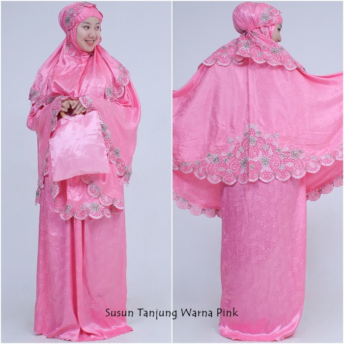Mukena Semi Sutra Susun Tanjung Pink