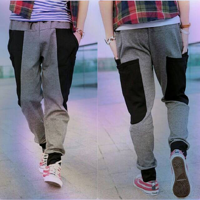 Celana Jogger Abu-Abu/Celana Pria Korea Jepang Keren Murah