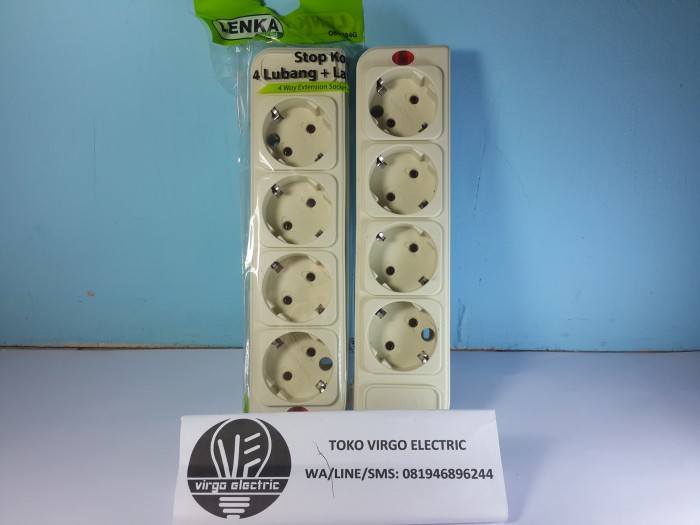 STOP KONTAK 4 LUBANG+LAMPU LENKA COLOKAN LISTRIK STOPKONTAK