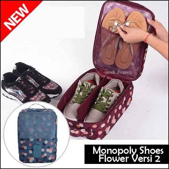 ... Monopoly Shoes Pouch Tas Sandal Sepatu Futsal Olahraga Versi 2 FLOWER