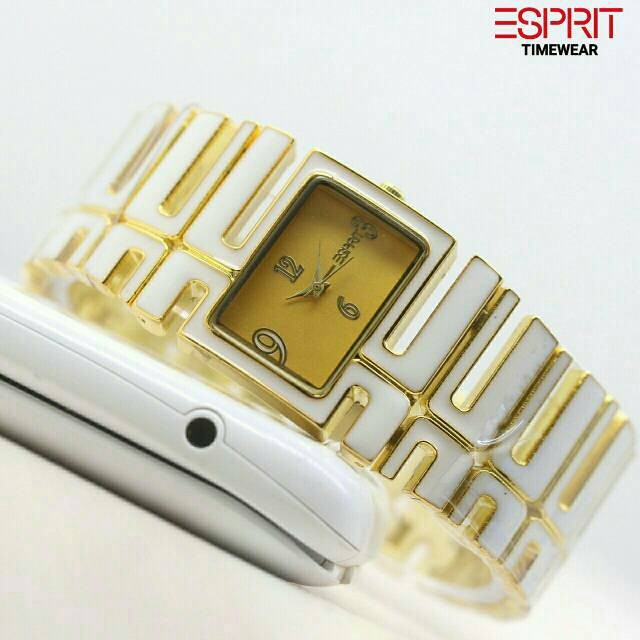 JAM TANGAN ESPRIT WANITA CEWEK FASHION RANTAI GOLD MEWAH UNIK FEMINIM .