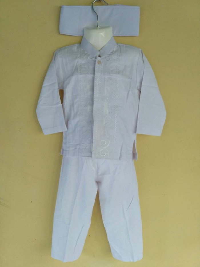 baju koko anak katun putih setelan size 5 6 7 usia tk baju koko anak katun putih setelan size 5 6 7 usia tk