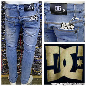 Celana jeans pria slim fit dc biru muda keren / bioblitz