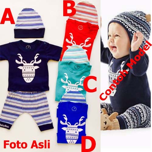 jual setelan baju anak bayi laki lucu 3 in 1 deer jual setelan baju anak bayi laki lucu 3 in 1 deer