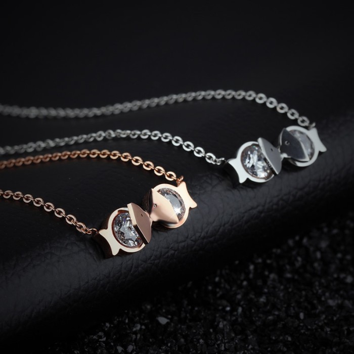 SLP29 SILVER/KALUNG SINGLE TITANIUM CEWEK WANITA PERMATA TWINFISH .