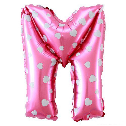 Balon Foil SNI 19" huruf M warna Pink motif Love