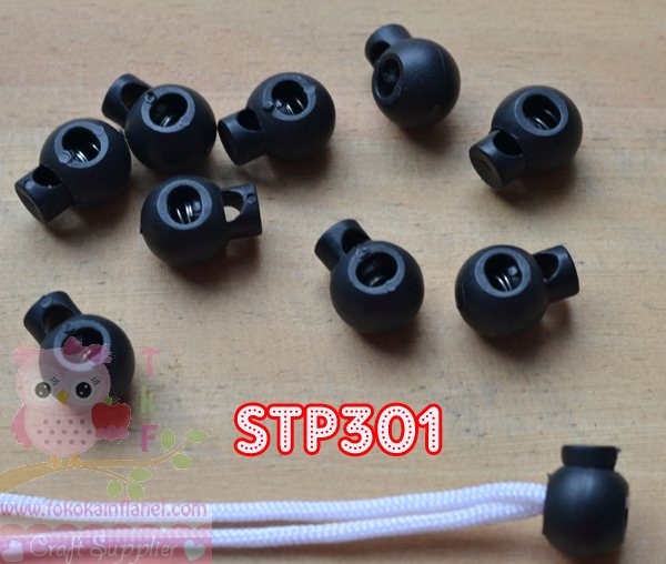 Foto Produk STP301 Stopper Tali Bulat Hitam (Per Butir) dari Toko Kain Flanel dot com