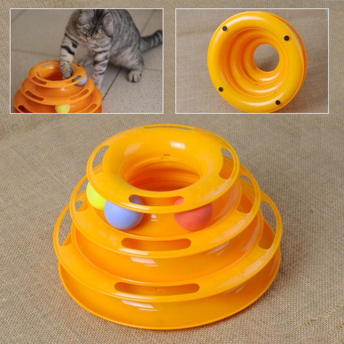 mainan kucing cat toy kitten bola tingkat tiga cocok utk kitten puppy