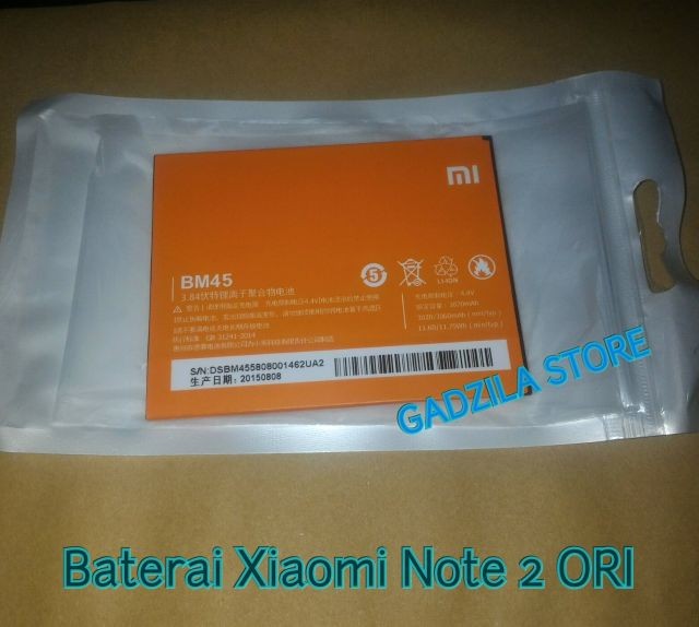 BATERAI XIAOMI REDMI NOTE 2 ORIGINAL Batre Battery Note2 BM45 ORI