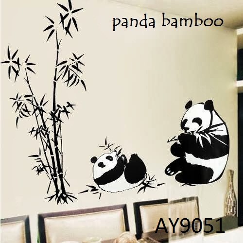 WALLSTICKER 60X90/STIKER DINDING TRANSPARAN-AY9051 JUMBO PANDA BAMBOO