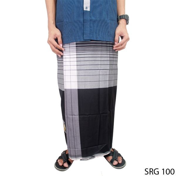 Kain Sarung Pria Muslim Katun Hitam Putih SRG 100