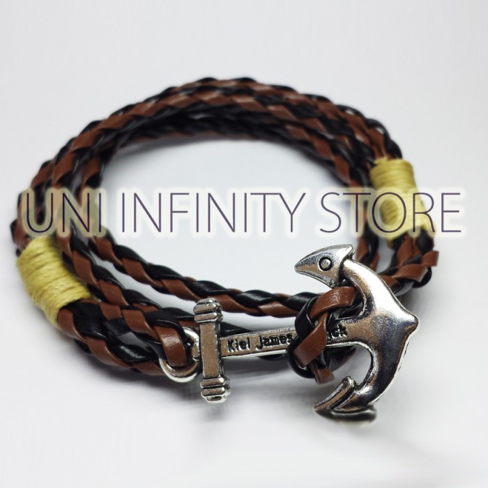 JWLB0108 Gelang Kulit Anyam Jangkar Pria Wanita (Anchor Combo Leather)