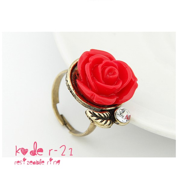 jual cincin korea fashion wanita bunga mawar merah warna jual cincin korea fashion wanita bunga mawar merah warna