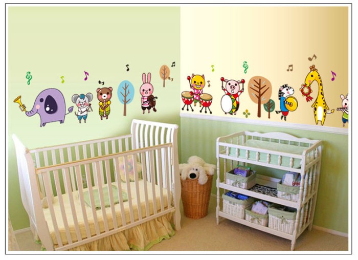 jual wallsticker/wall stiker-50x70-ay7155-animal band kid - kota