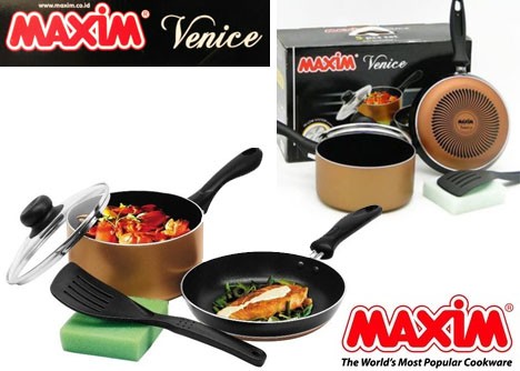 peralatan dapur unik/MAXIM VENICE SET 5PCS / WAJAN Teflon MAXIM 1 Se
