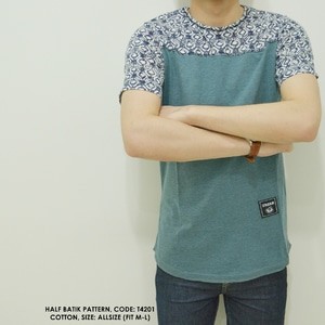 BAJU KAOS COWOK PRIA LAKI-LAKI OBLONG MOTIF BATIK KOMBINASI POLOS