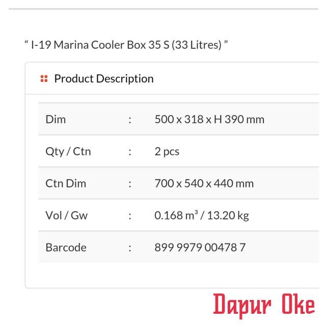 jual marina cooler box 35 s 33 lt dapur oke jual marina cooler box 35 s 33 lt dapur oke