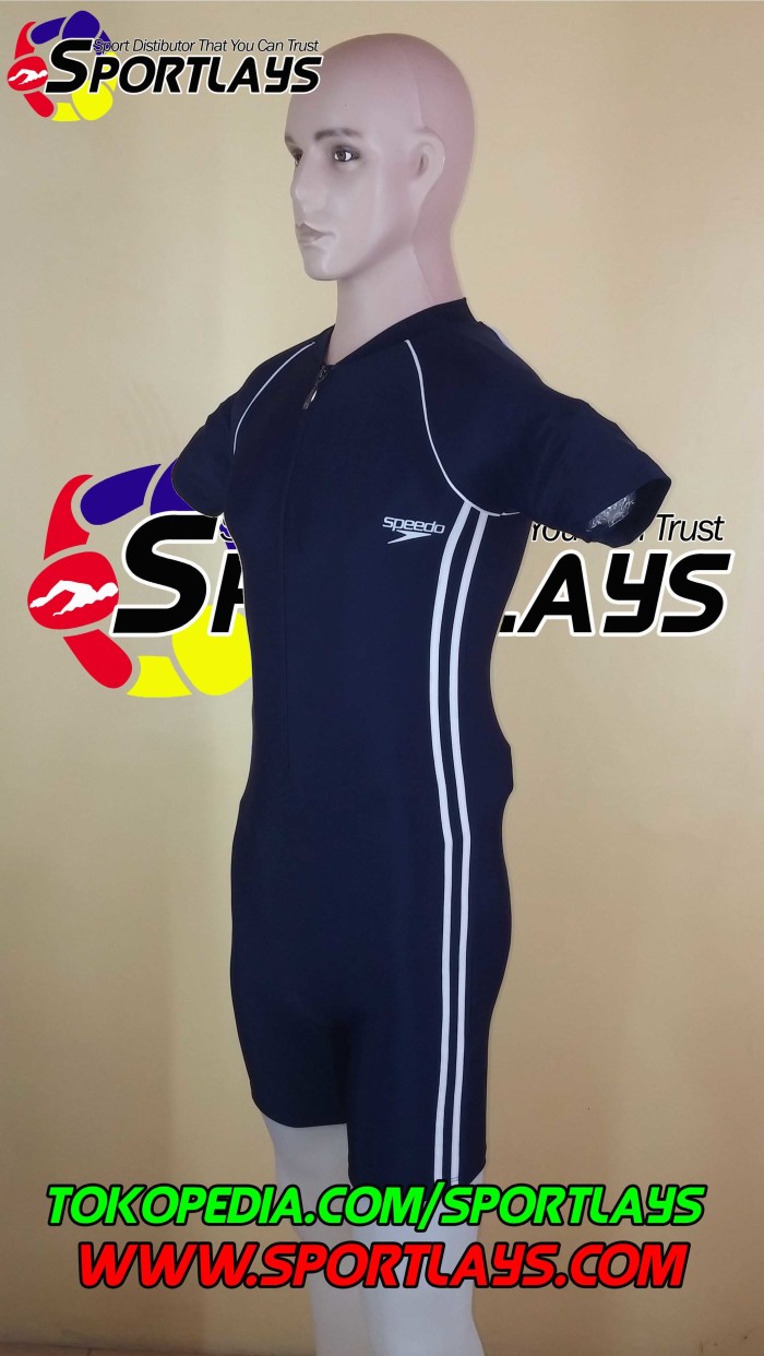 Baju Renang Speedo Diving Cowok Biru Dongker Putih