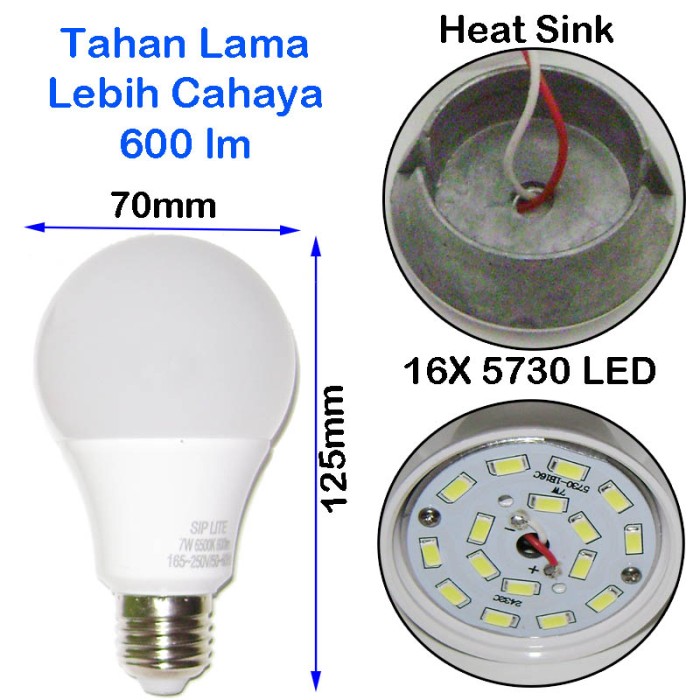 EELIC CAHAYA TERANG BOHLAM LAMPU LED SIP LITE Globe 70mm S-7 Watt