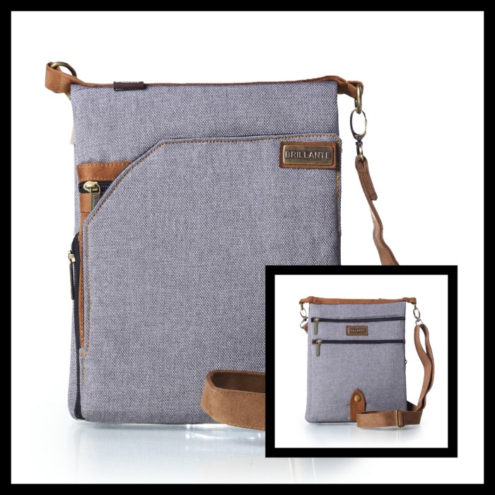 jual tas slempang cowok brillante eds grey abu kantor jual tas slempang cowok brillante eds grey abu kantor