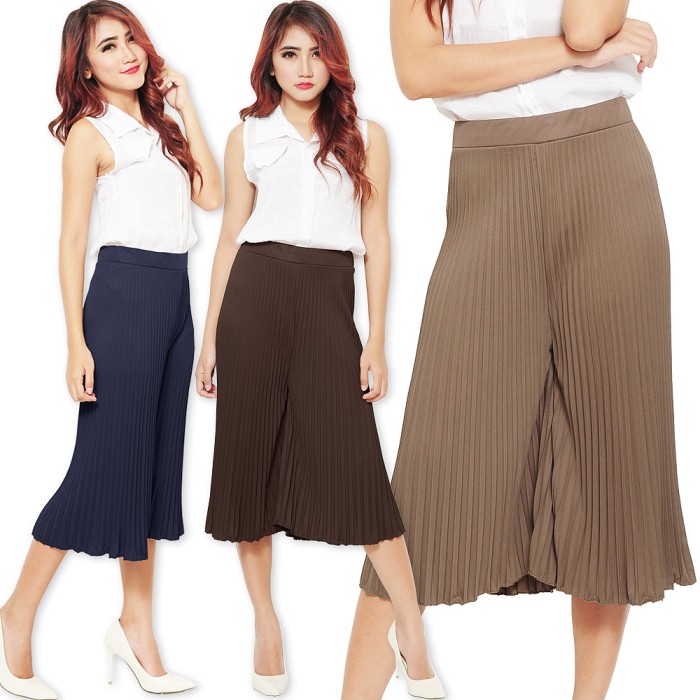 jual pleated midi culotte celana big blouse kemeja jual pleated midi culotte celana big blouse kemeja