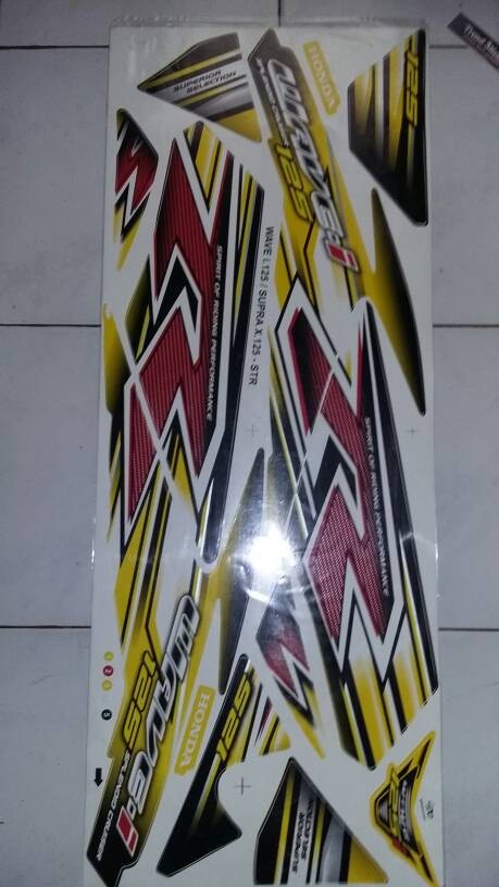 striping variasi honda supra x 125 wave r kuning