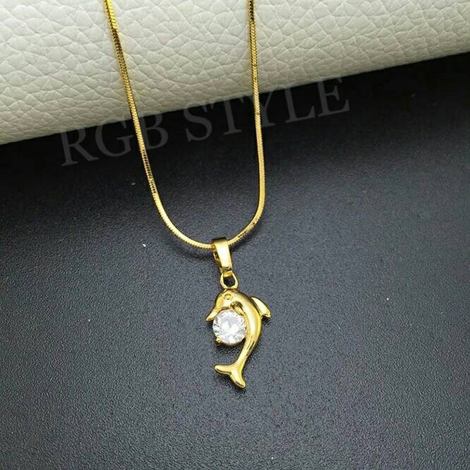 jual kalung titanium liontin dolphin emas gold cewek wanita rgb style jual kalung titanium liontin dolphin emas gold cewek wanita rgb style