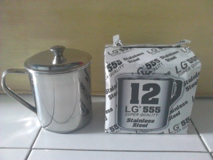 Cangkir / Mug / Gelas Tutup Stainless Steel LG 555 12 Cm