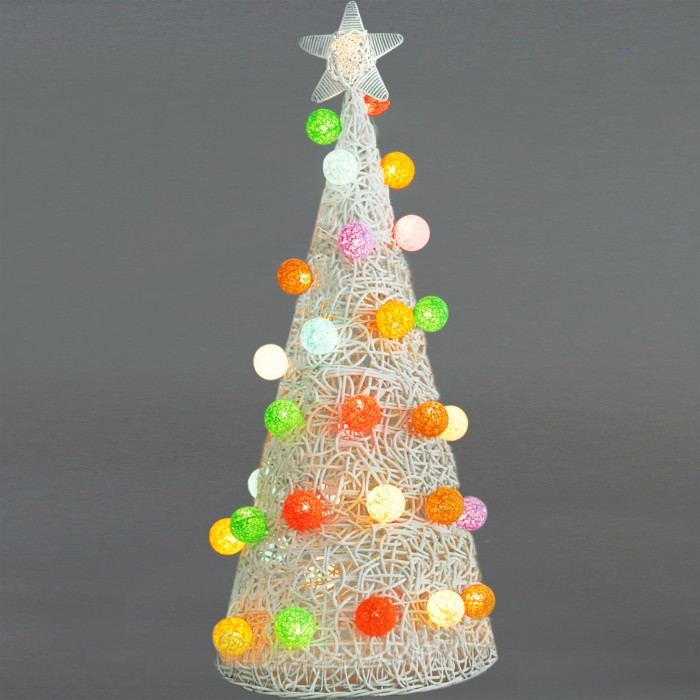 Pohon Natal Rotan Lampu Hias Cotton Bola Christmas 115cm